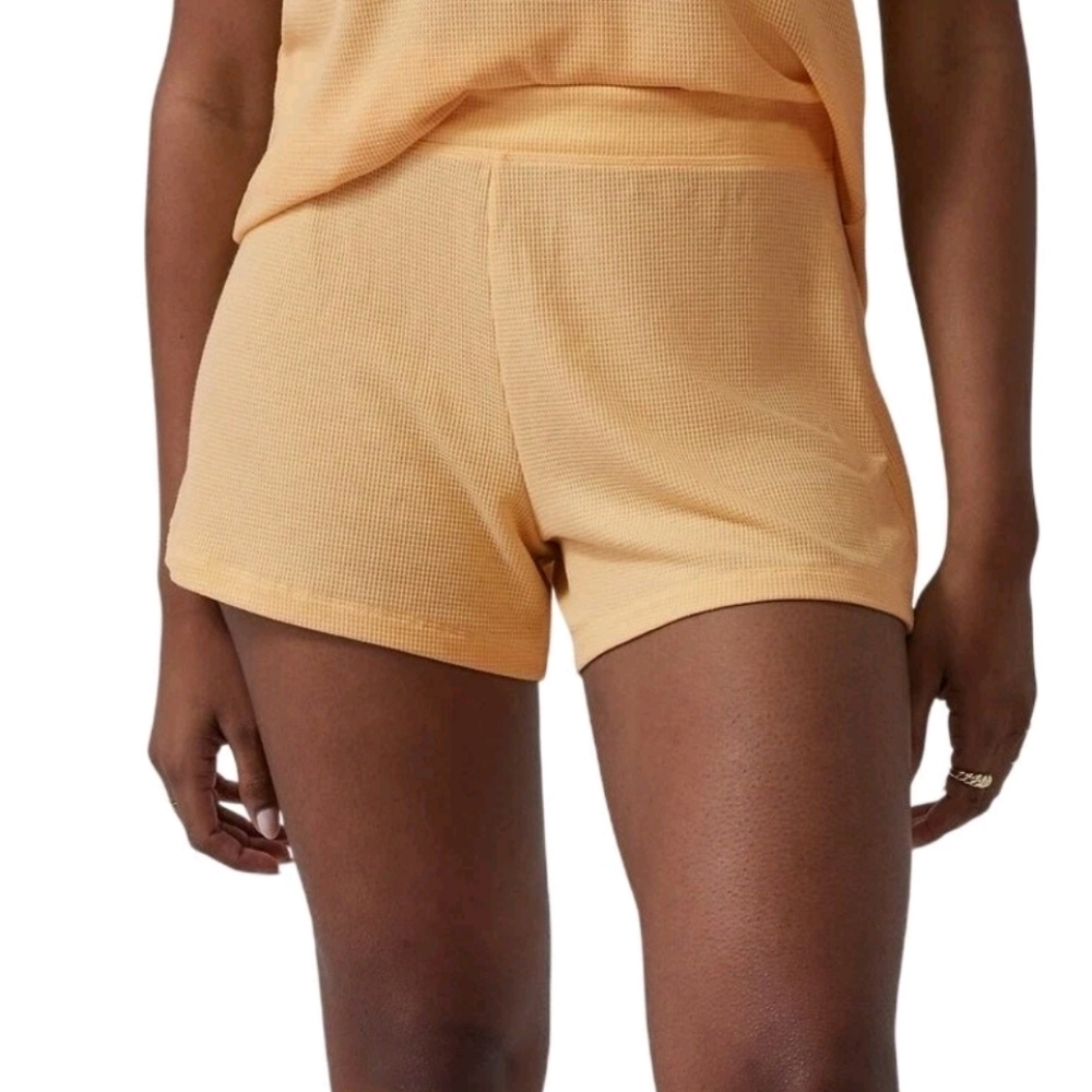 NWT Athleta Yellow Waffle Knit Wind Down Sleep Short Lounge Comfy Women's Small